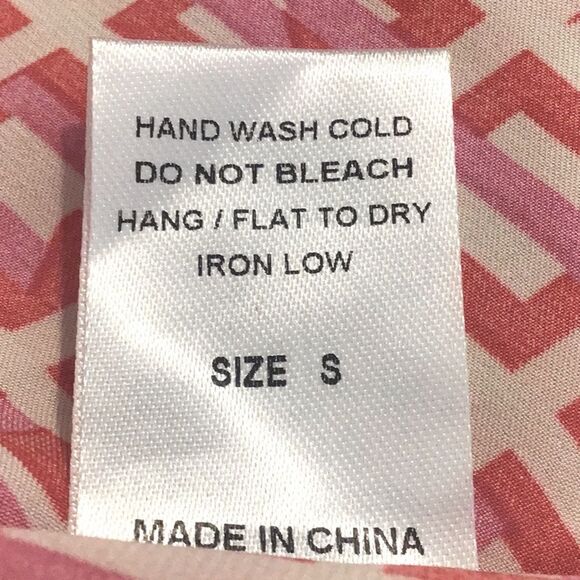 VICI Brenleigh Pink Red Geometric Print Poly Satin Button Down Tunic Mini Dress - Picture 16 of 16